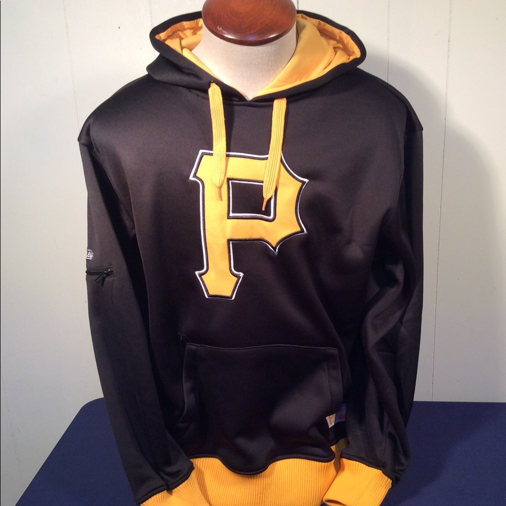 Stitches MLB Pittsburgh Pirates Black and Gold Hoodie Mens size mediue